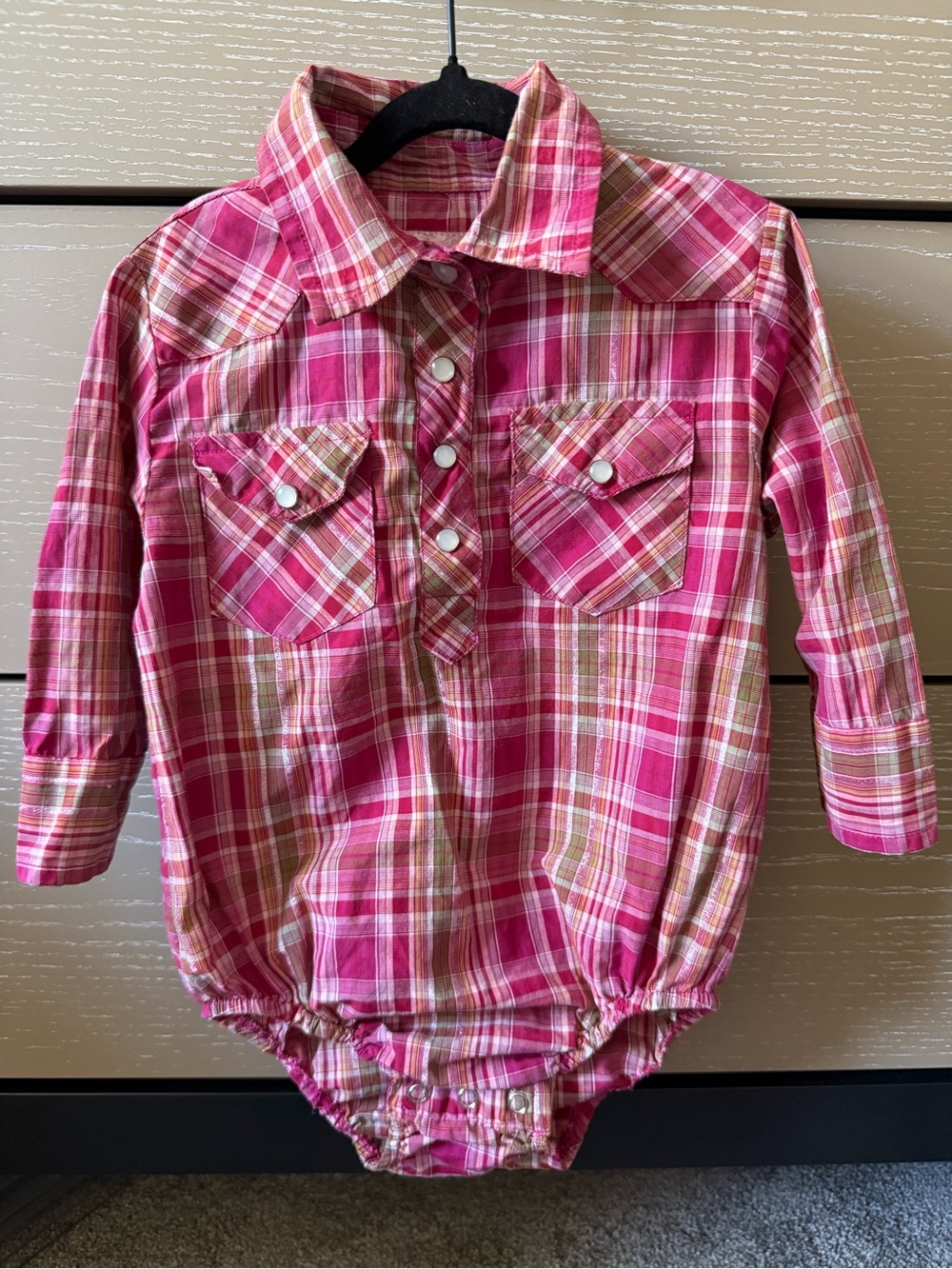 May Lillie Pink Plaid Western Snap Shirt